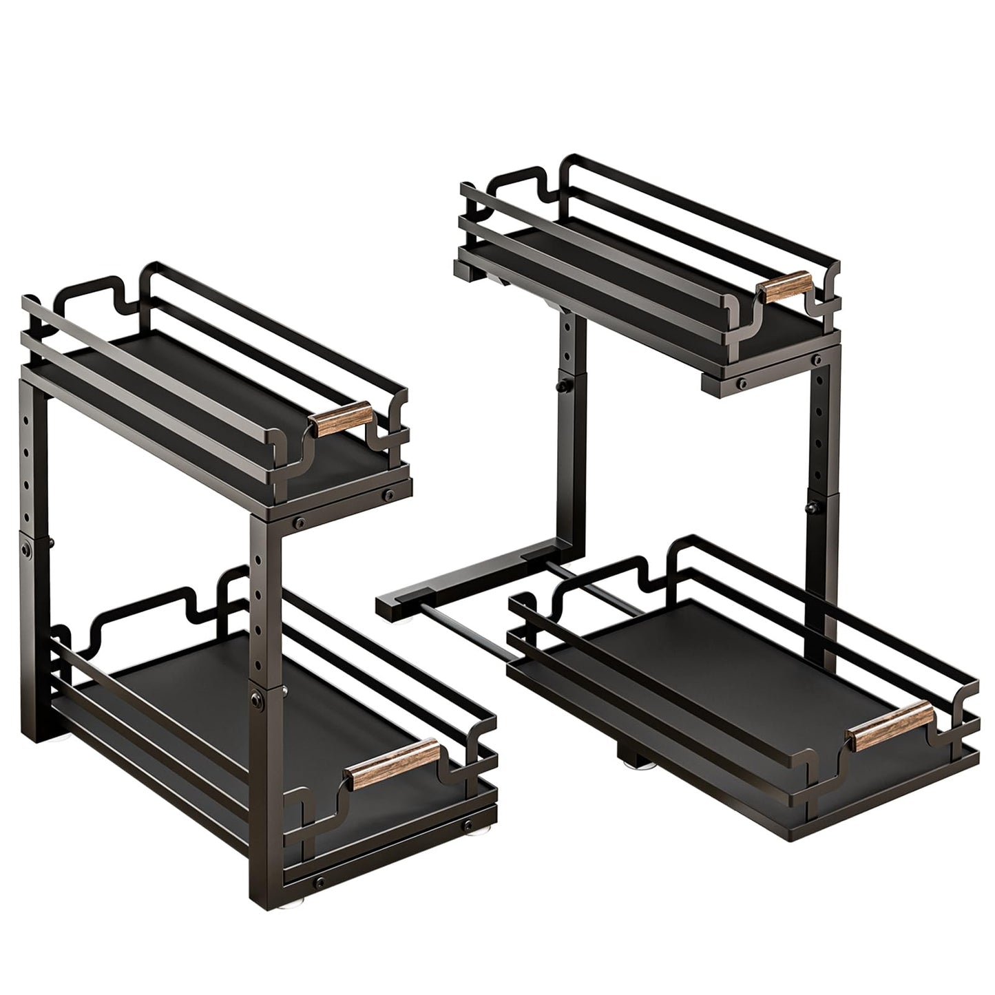 2 Level Under Sink Storage for Bathroom and Kitchen (2 Pack) Black
