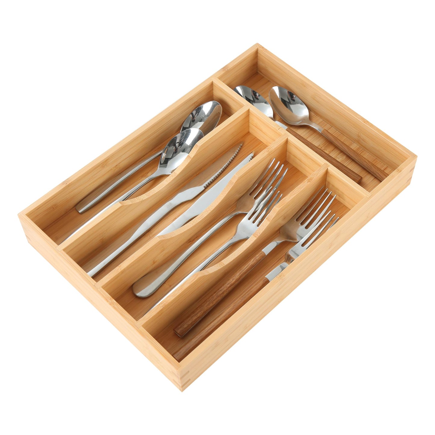 Bamboo Kitchen Drawer Organizer 8.25 Inch Silverware Utensil Holder