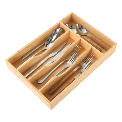 Bamboo Kitchen Drawer Organizer 8.25 Inch Silverware Utensil Holder
